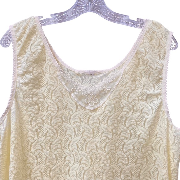 Creamy Butter Yellow Stretch lace Cami tank top camisole under layer 1X 2X - Picture 3 of 4